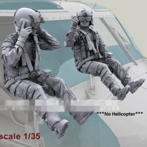Unpainted 1/35 2pcs Modern US Helicopter Pilots Resin Figure Model Kit Unassembled- No Helicopter