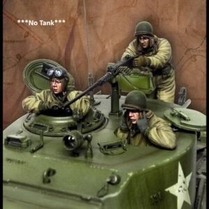 Unpainted 1/35 3pcs US Tank Soldiers WW2 Resin Figure Model Kit Unassembled-No Tank