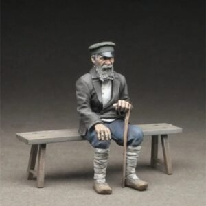 Unpainted 1/35 Old Man Sitting On a Bench Resin Figure Model Kit Unassembled