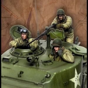 Unpainted 1/35 3pcs US Sherman Tank Crew Resin Figure Model Kit Unassembled-No Tank