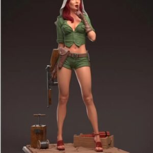 Unpainted 1/24 Sexy Girl Female Desert Soldier Resin Figure Model Kit Unassembled-With Base