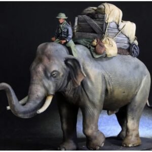 Unpainted 1/35 Food Delivery Man On Elephant Vietnam War Resin Figure Model Kit Unassembled