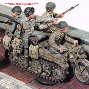 Unpainted 1/35 4pcs US Soldiers Rangers WW2 Resin Figure Model Kit Unassembled-No Bike