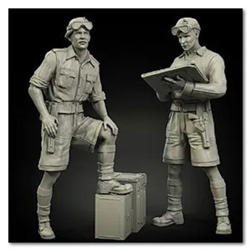 Unpainted 1/35 British Officers WW2 WWII Resin Figure Model Kit Unassembled