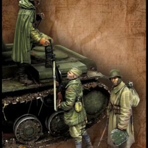 Unpainted 1/35 3pcs Soviet Soldiers Machine Gunners Resin Figure Model Kit Unassembled-No Tank