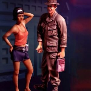 Unpainted 1/35 Sexy Girl & US Soldier Resin Figure Model Kit Unassembled