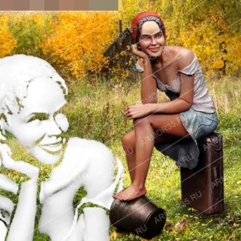 Unpainted 1/35 Sexy Girl With Bucket & Suitcase Resin Figure Model Kit Unassembled