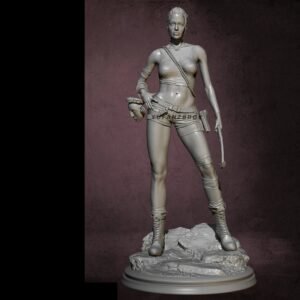 Unpainted 1/24 75mm Sexy Girl LAURA In Action Resin Figure Model Kit Unassembled