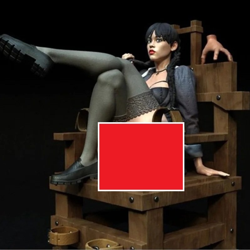 Unpainted 1/24 Cute Wednesday Sitting Resin Figure Model Kit Unassembled