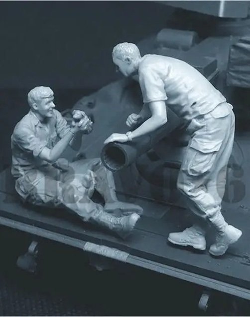 Unpainted 1/35 US Soldiers With Dog Vietnam War Resin Figure Model Kit Unassembled