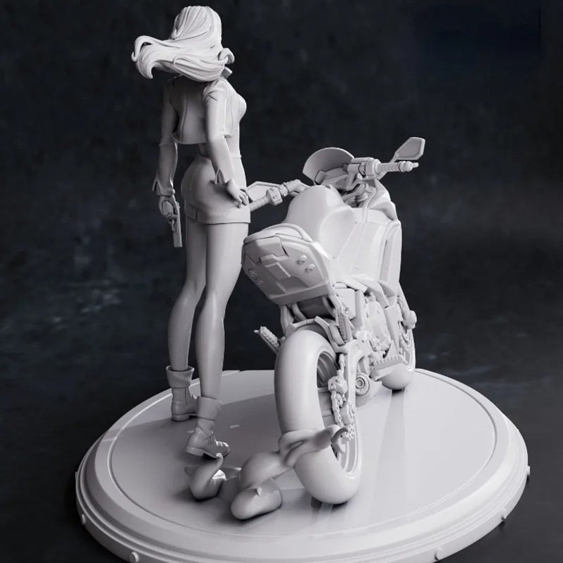 Unpainted 1/24 COOL AGENT Female RIDER Girl Resin Figure Model Kit Unassembled