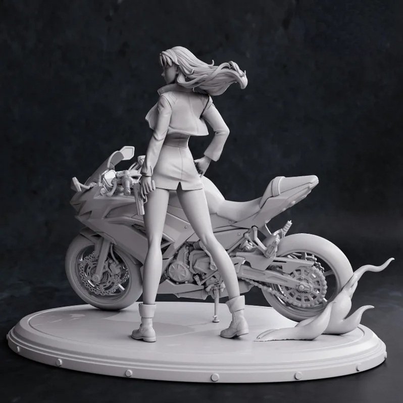 Unpainted 1/24 COOL AGENT Female RIDER Girl Resin Figure Model Kit Unassembled