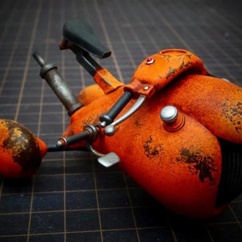 Unpainted 1/12 Cute Rabbit Driver With Motorcycle Resin Figure Model Kit Unassembled