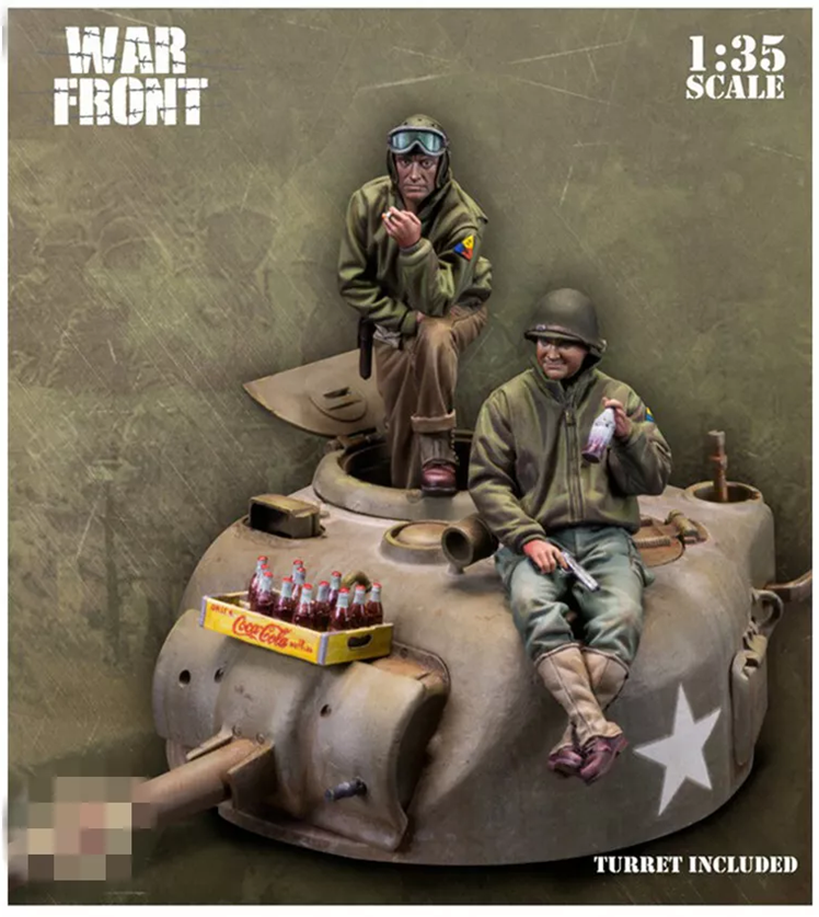Unpainted 1/35 US Tank Crew With Turret & Coke Resin Figure Model Kit Unassembled