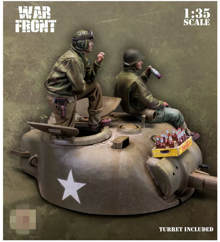 Unpainted 1/35 US Tank Crew With Turret & Coke Resin Figure Model Kit Unassembled