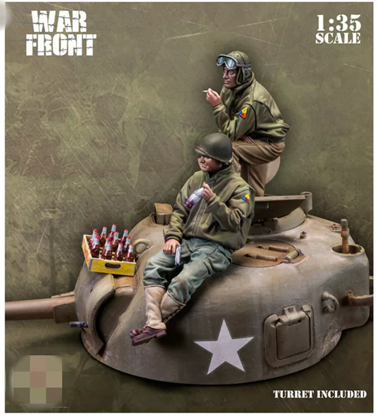 Unpainted 1/35 US Tank Crew With Turret & Coke Resin Figure Model Kit Unassembled