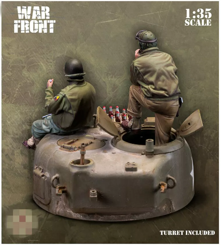 Unpainted 1/35 US Tank Crew With Turret & Coke Resin Figure Model Kit Unassembled