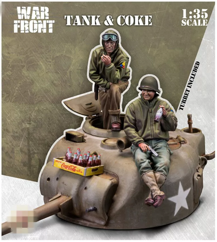 Unpainted 1/35 US Tank Crew With Turret & Coke Resin Figure Model Kit Unassembled